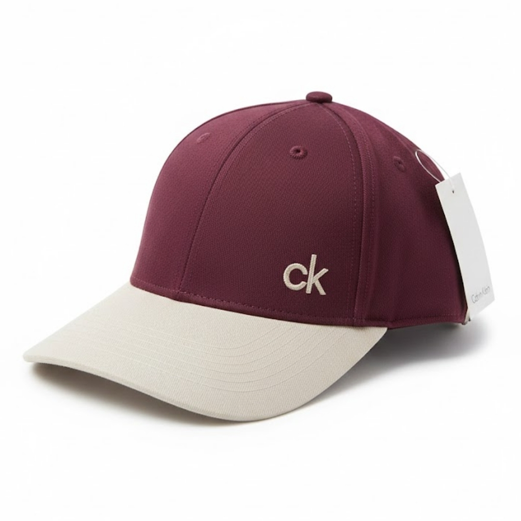 Calvin Klein Contrast Embroidered Logo Baseball Cap –Maroon & Cream